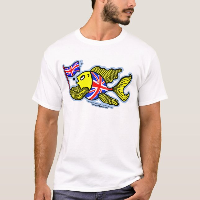 T-shirts Peixes britânicos com uma bandeira de Union Jack (Frente)
