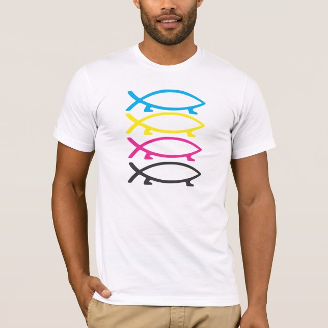 T-shirts peixes de darwin do cmyk (Frente)