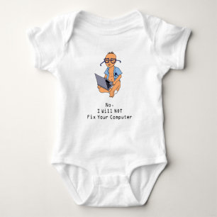 T-shirts Pele Nerdy de Tan do bebê do computador