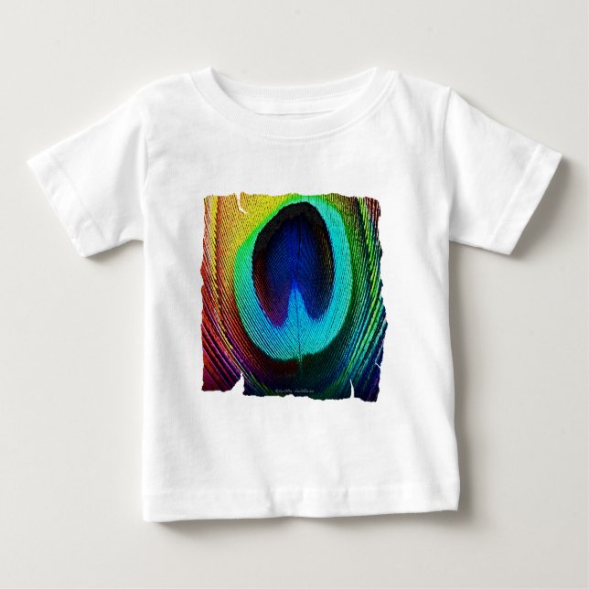 T-shirts Pena de Peacock Vibrante (Frente)