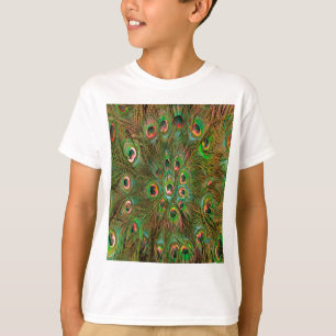 T-shirts Penas de pavão verde Fundo