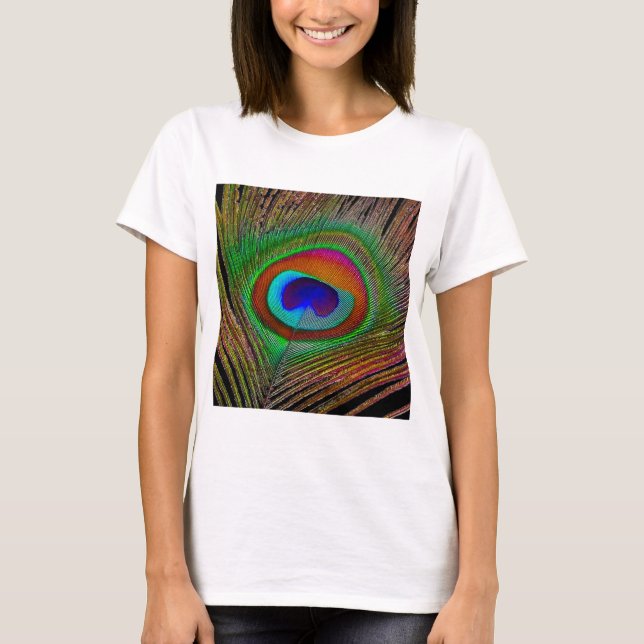 T-shirts Penas de Peacock de Cobre Vibrantes (Frente)