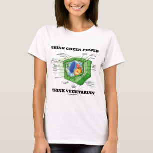 T-shirts Pense verde Power Think Vegetarian (célula vegetal