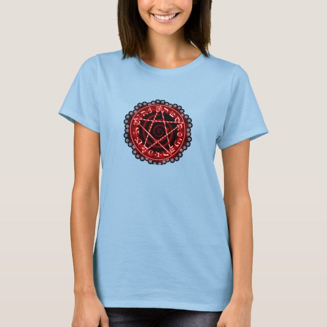 T-SHIRTS PENTAGRAMA DE LADO VERMELHO (Frente)