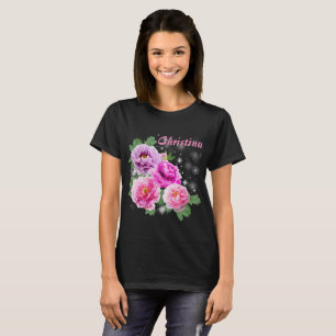 T-shirts Peônias roxas do rosa delicado das flores com
