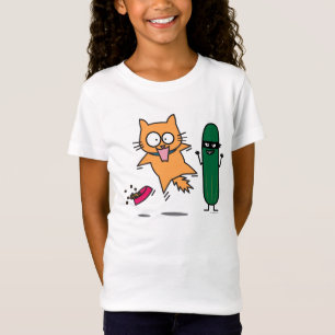 T-shirts Pepino que Scaring os gatos - gato contra o susto
