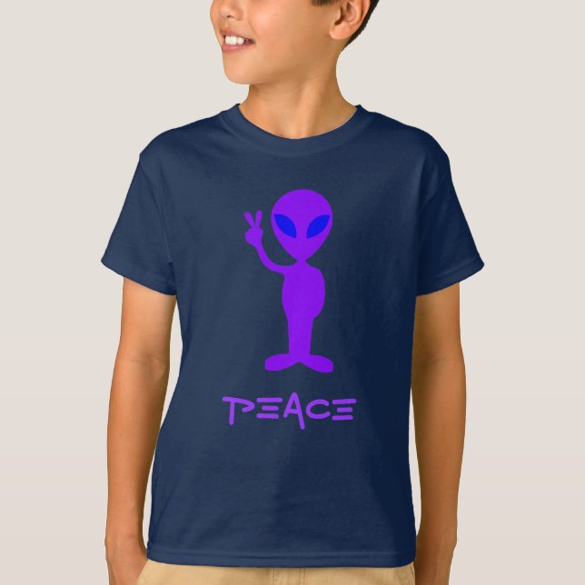 T-shirts Pequena Alienígena Roxa (Frente)