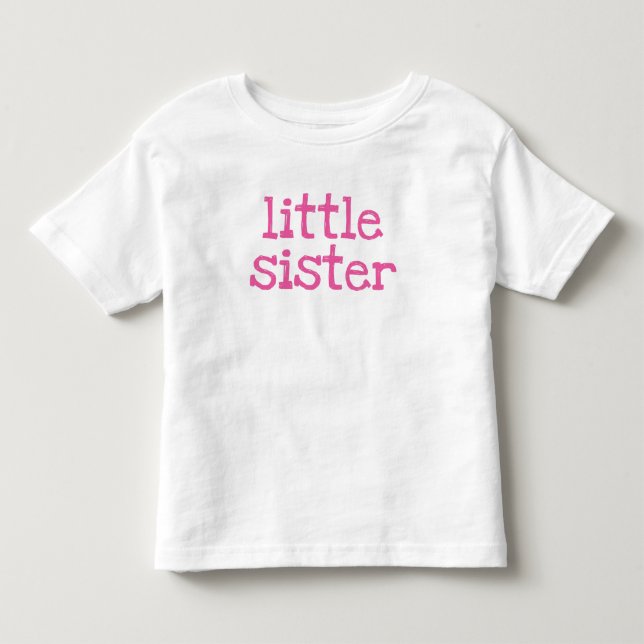 T-shirts Pequena Irmã de Texto Rosa (Frente)