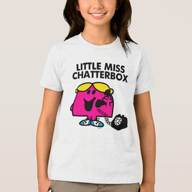 T-shirts Pequena Miss Chatterbox e Telefone Negro (Frente)
