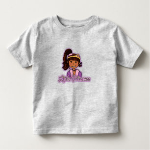 T-shirts Pequena Princesa Menina de Cabelo Escuro