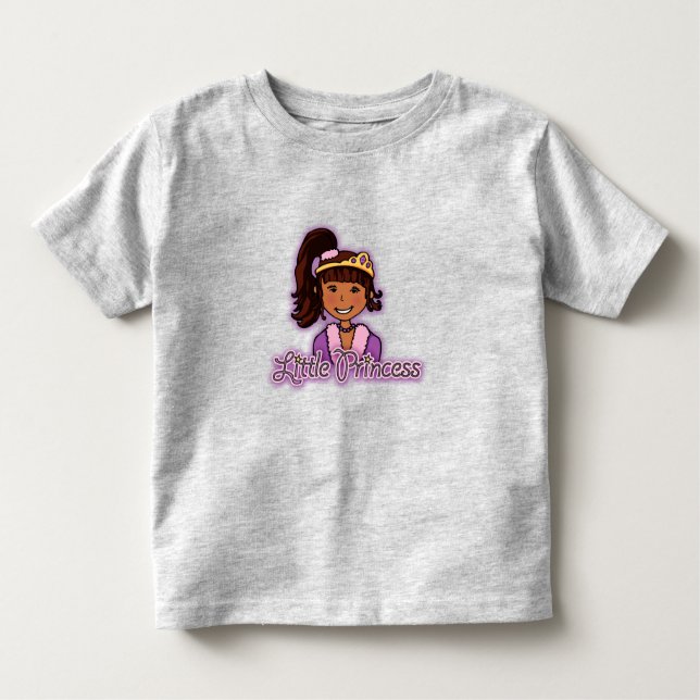 T-shirts Pequena Princesa Menina de Cabelo Escuro (Frente)