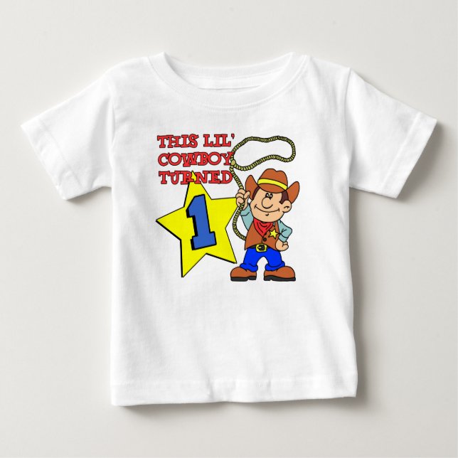 T-shirts Pequeno Cowboy Virado Um (Frente)