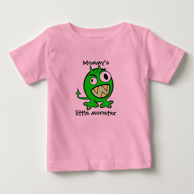 T-shirts Pequeno monstro da mamãe - Versão Verde (Frente)
