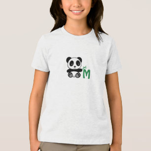 T-shirts Pequeno Panda Bonito com Monograma Bamboo Stick