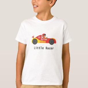 T-shirts Pequeno piloto em carro esportivo vermelho e amare