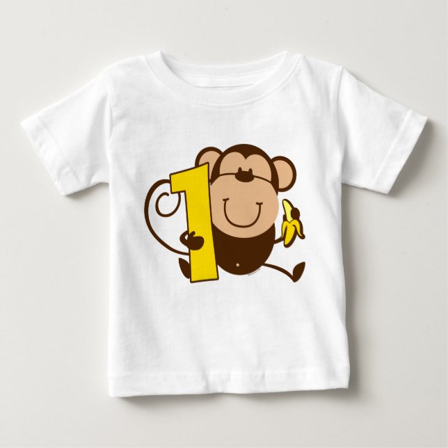 T-shirts Pequeno primeiro aniversario de Macaco (Frente)