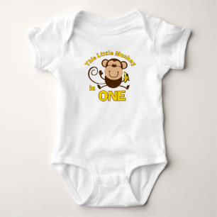 T-shirts Pequeno primeiro aniversario de Macaco, Criança-Cr