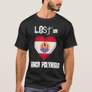 T-shirts Perdido no coração da bandeira de Polinésia