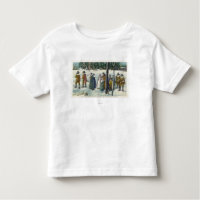 Peregrinos que vão à igreja na cena da neve