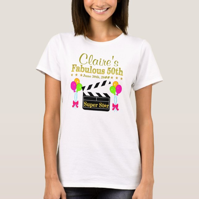T-SHIRTS PERSONALIZADA 50.º SUPER STAR BIRTHDAT TEE (Frente)