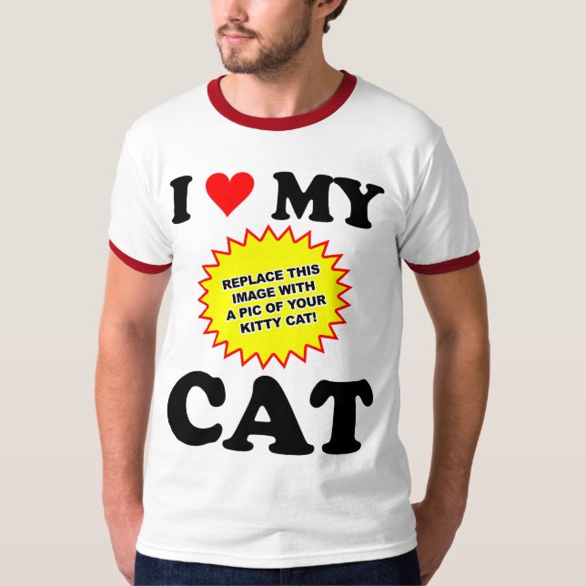 T-shirts PERSONALIZÁVEL Eu Amo Meu Gato (Frente)