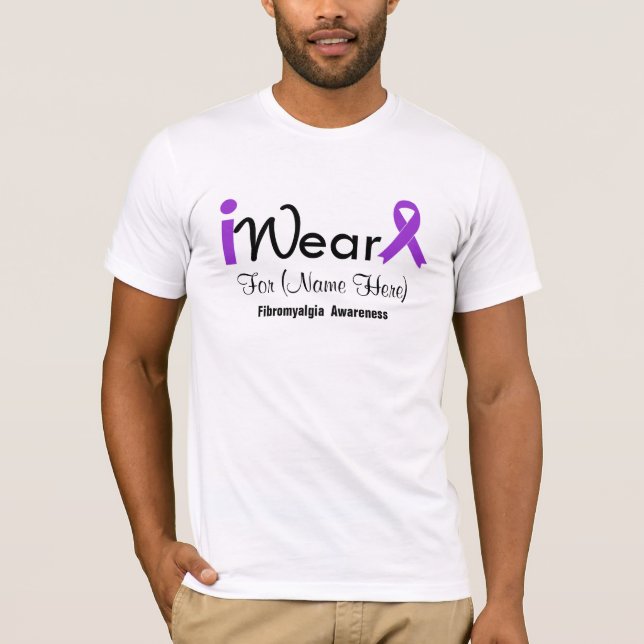 T-shirts Personalize a fibromialgia roxa da fita (Frente)