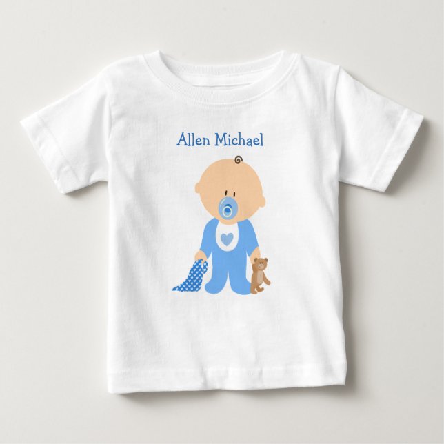 T-shirts Personalize este Blue Baby Boy Romper (Frente)