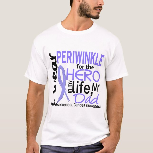 T-shirts Pervinca para o cancer esofágico do pai do herói 2 (Frente)