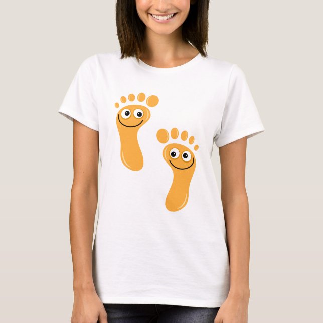 T-shirts Pés alaranjados felizes (Frente)