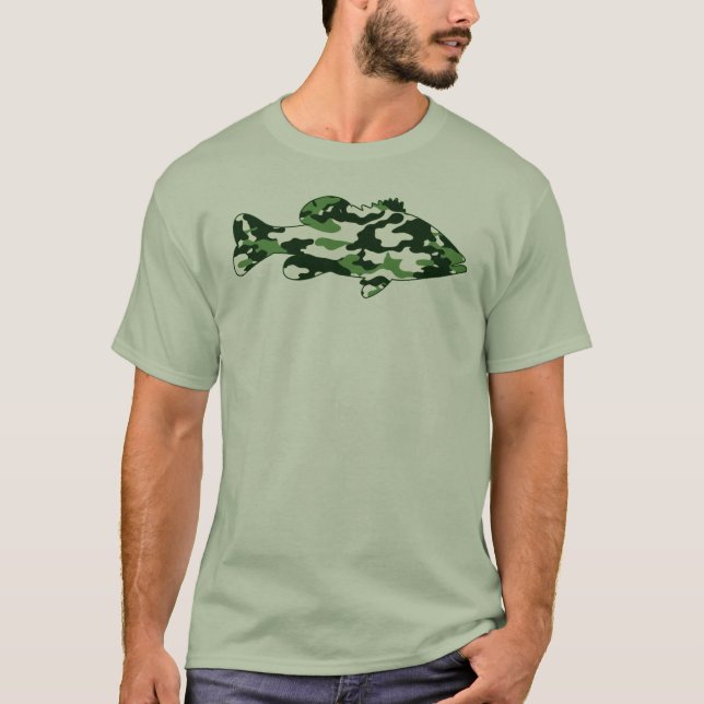 T-shirts Pesca da perda verde de Camo (Frente)