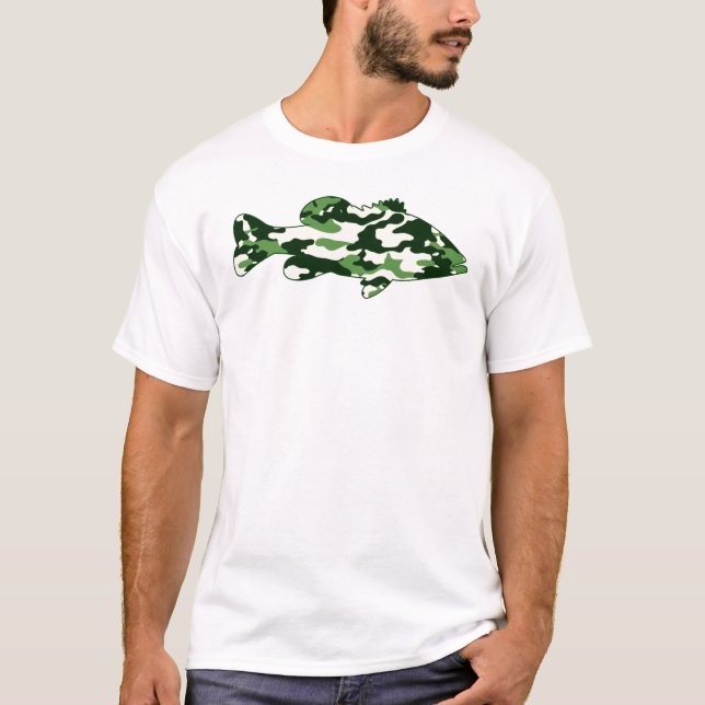 T-shirts Pesca da perda verde de Camo (Frente)