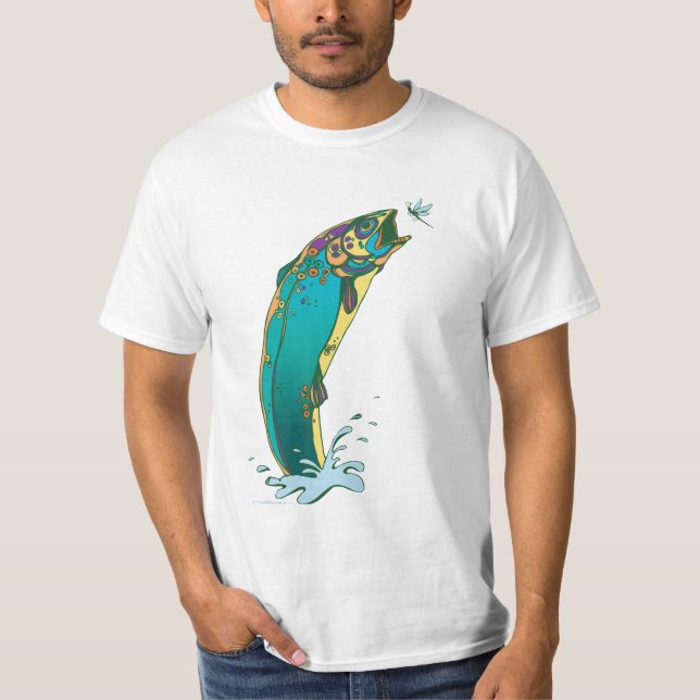 T-shirts Pesca de Trutas Psicodélicas (Frente)