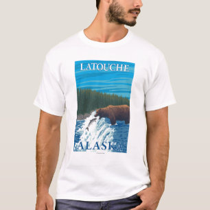 T-shirts Pesca do urso no rio - Latouche, Alaska