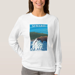 T-shirts Pesca do urso no rio - Seward, Alaska