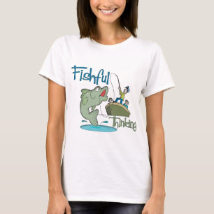 T-shirts Pesca Engraçada - Pensamento Pescado