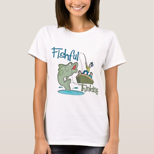 T-shirts Pesca Engraçada - Pensamento Pescado (Frente)