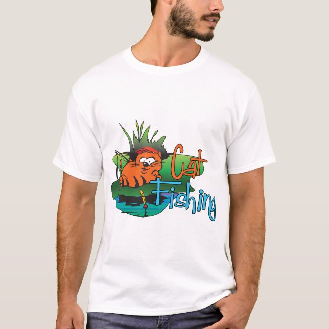 T-shirts Pesca Engraçada - Pesca De Gato (Frente)
