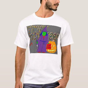 T-shirts Pesca feliz da bruxa do Dia das Bruxas para