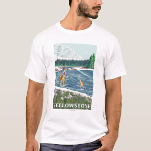 T-shirts Pescador da mosca - parque nacional de Yellowstone