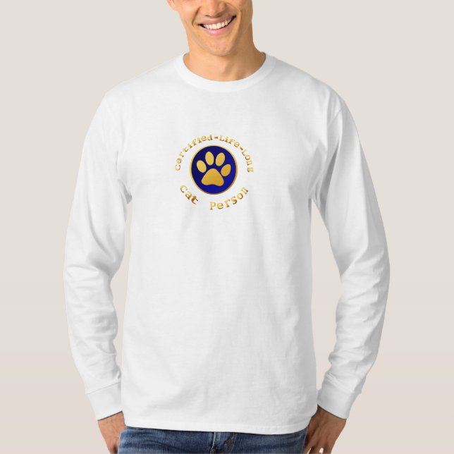 T-shirts Pessoa Certificar-Vida-Longa do gato (Frente)