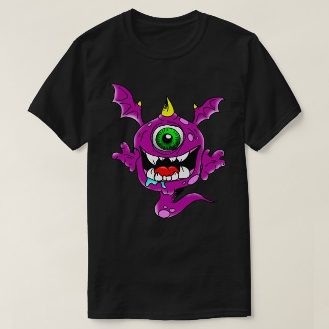 T-shirts Pessoas roxas bonitos do monstro do comedor (Frente do Design)