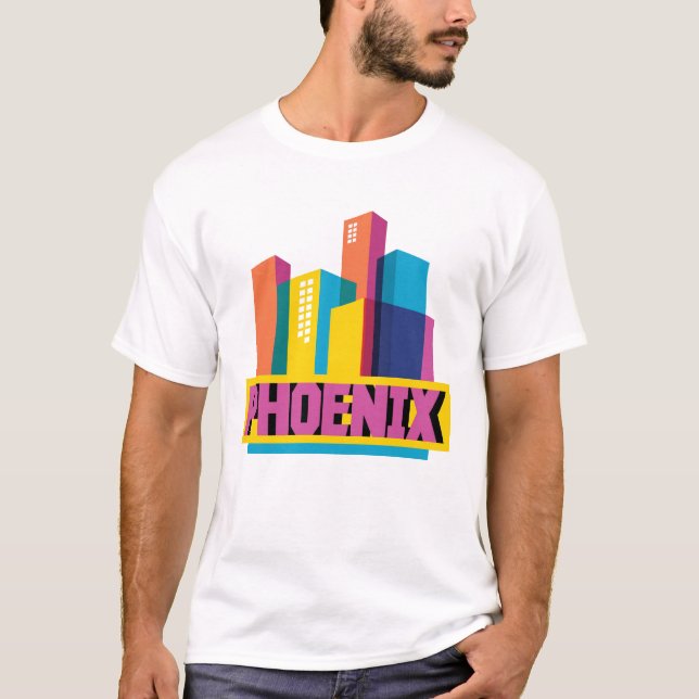 T-shirts Phoenix, skyline de néon da arizona | (Frente)