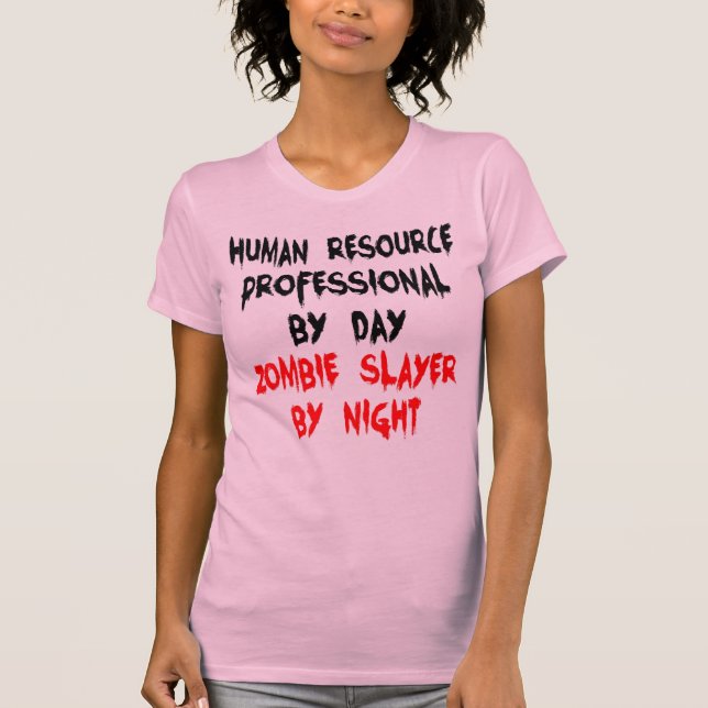 T-shirts Piada Zombie Profissional de Recursos Humanos (Frente)
