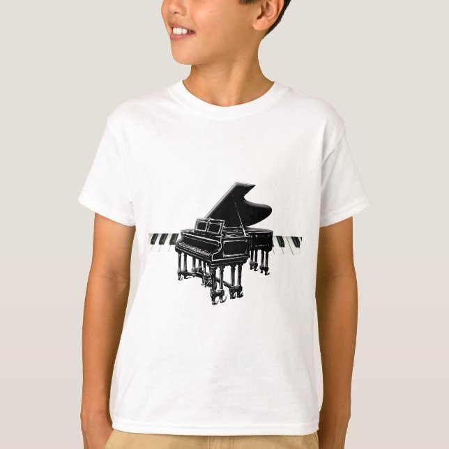 T-shirts Piano de cauda e teclado (Frente)