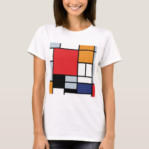 T-shirts Piet Mondrian - Composição com Grande Plano Vermel