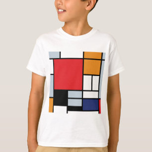 T-shirts Piet Mondrian - Composição com Grande Plano Vermel