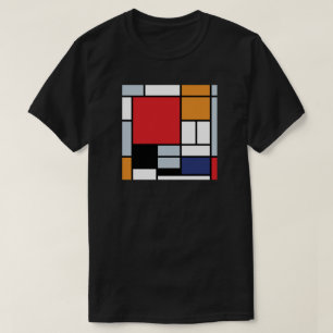 T-shirts Piet Mondrian - Composição com Grande Plano Vermel