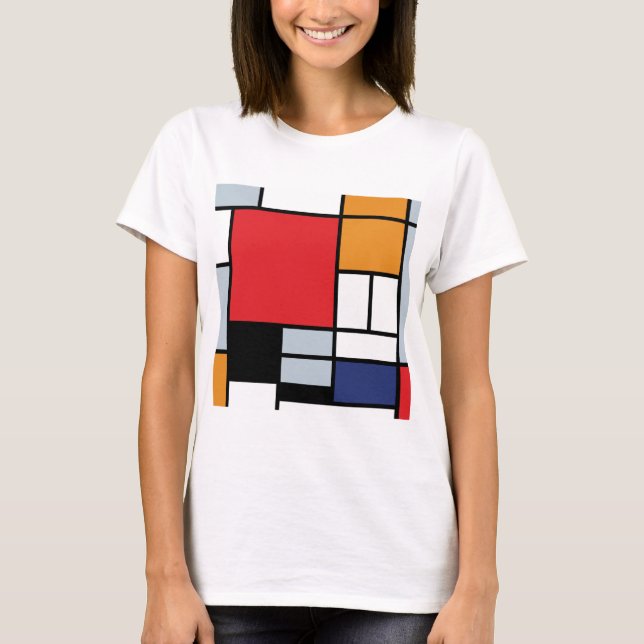 T-shirts Piet Mondrian - Composição com Plano Vermelho Gran (Frente)