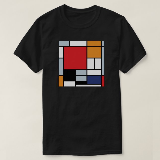 T-shirts Piet Mondrian - Composição com Plano Vermelho Gran (Frente do Design)