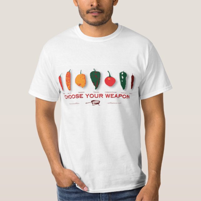 T-shirts Pimentos - escolha sua arma (Frente)